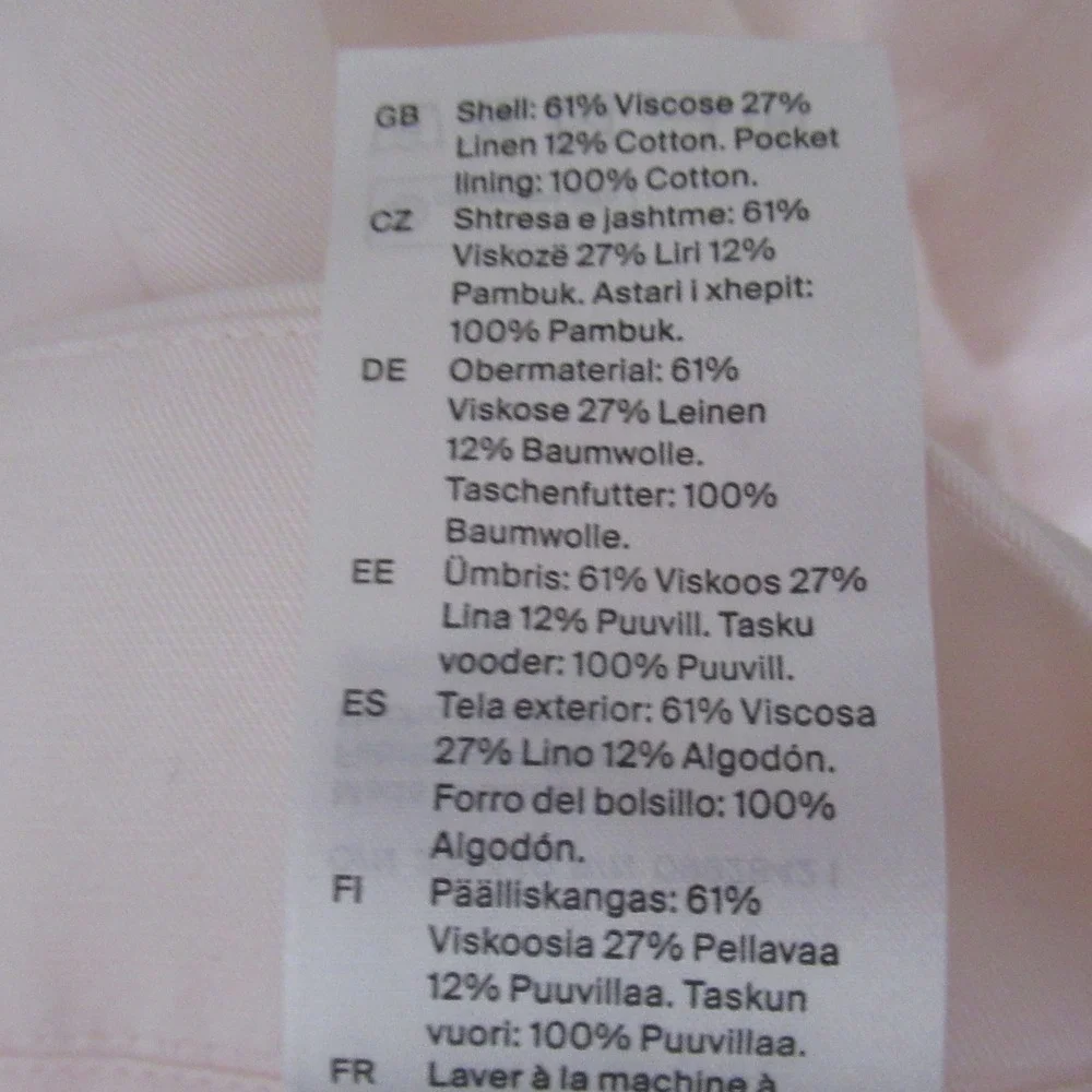COS Pants 12 PInk Super High Rise Wide Leg Linen Blend Pleated